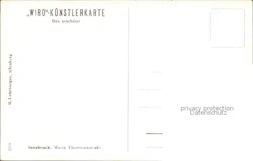 Verlag WIRO Wiedemann Nr. 2260 Innsbruck Maria Theresienstrasse Strassenbahn Kat. Verlage