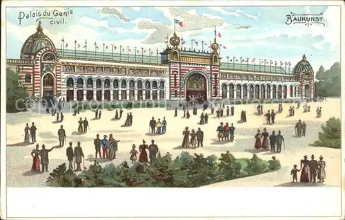 Exposition Universelle Paris 1900 Palais du Genie civil Baukunst Litho Kat. Expositions