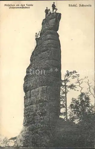 Klettern Bergsteigen Abseilen an der Tante Schrammsteine Kat. Bergsteigen