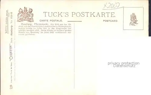 Verlag Tucks Oilette Nr. 609 B Hamburg Pferdemarkt F. v. Kamptz Kat. Verlage