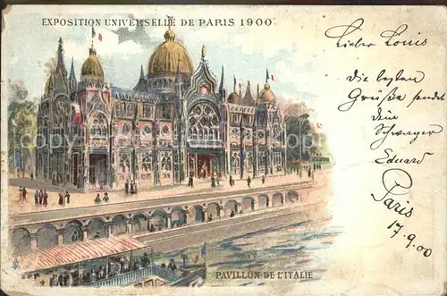 Exposition Universelle Paris 1900 Pavillon de l Italie Litho Kat. Expositions