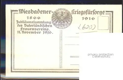 Wilhelm II Jubilaeumssammlung Frauenverein Wiesbaden Kriegsfuersorge  Kat. Persoenlichkeiten