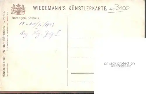 Verlag WIRO Wiedemann Nr. 2229 A Goettingen Rathaus  Kat. Verlage
