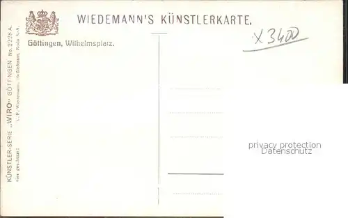 Verlag WIRO Wiedemann Nr. 2228 A Goettingen Wilhelmsplatz Kat. Verlage