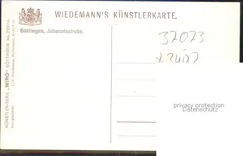 Verlag WIRO Wiedemann Nr. 2230 A Goettingen Johannisstrasse  Kat. Verlage