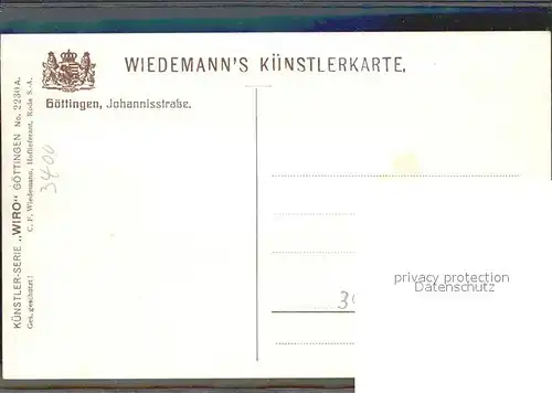 Verlag WIRO Wiedemann Nr. 2230 A Goettingen Johannisstrasse  Kat. Verlage