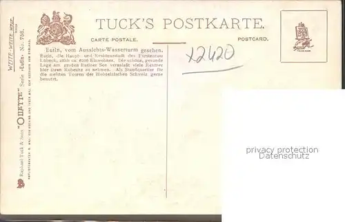 Verlag Tucks Oilette Nr. 758 Eutin Blick vom Aussichtswasserturm N. Beraud Kat. Verlage