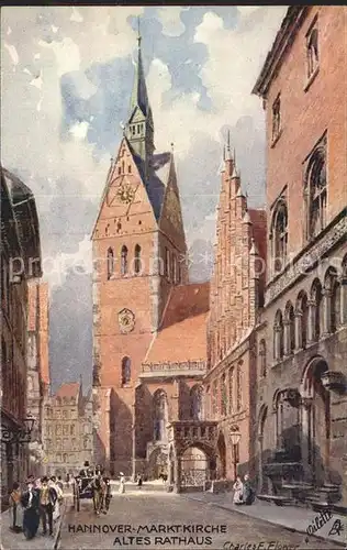 Verlag Tucks Oilette Nr. 695 Hannover Marktkirche Altes Rathaus Charles E. Flower  Kat. Verlage