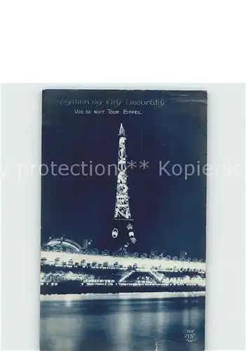 Exposition Arts Decoratifs Paris 1925 Tour Eiffel Vue de Nuit Foto AN Paris Nr. 162 Kat. Expositions