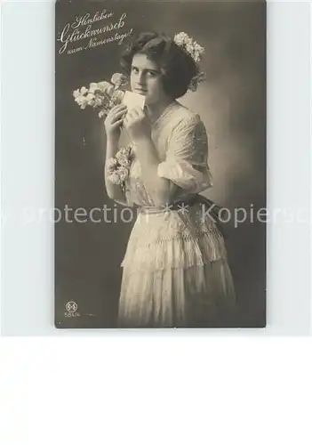 Foto LL Nr. 584 4 Glueckwunsch Namenstag Blumen Frau  Kat. Fotografie