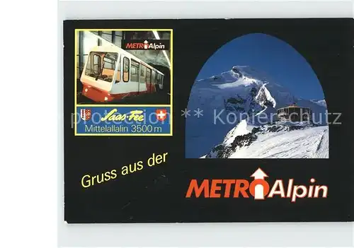 Zahnradbahn Metro Alpin Saas Fee Felskinn Mittelallalin Kat. Bergbahn