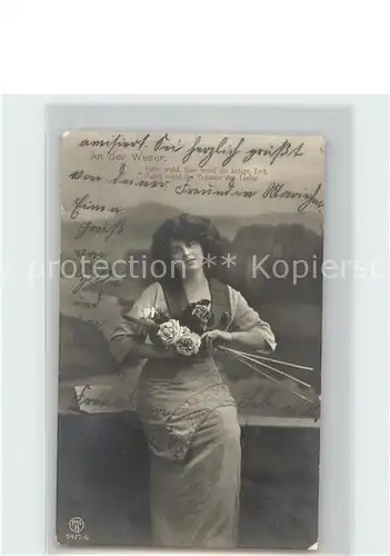 Foto PMB Nr. 5417 6 Frau Rosen Gedicht An der Weser  Kat. Fotografie