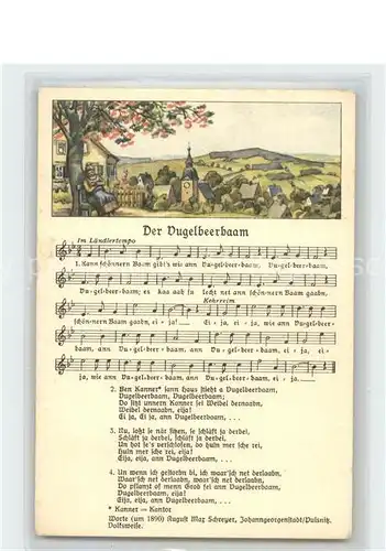 Liederkarte Der Vugelbeerbaam August Max Schreyer  Kat. Musik
