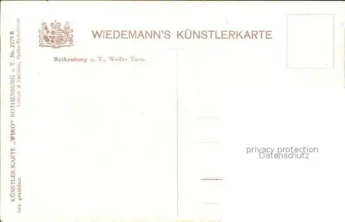 Verlag Wiedemann WIRO Nr. 2373 B Rothenburg ob der Tauber Weisser Turm Kat. Verlage