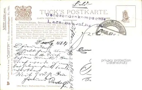 Verlag Tucks Oilette Nr. 780 Donaueschingen Donauquelle N. Beraud Kat. Verlage