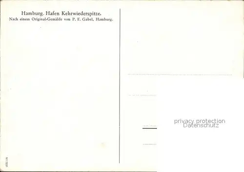 Kuenstlerkarte P.E. Gabel Hamburg Hafen Kehrwiederspitze Kat. Kuenstlerkarte