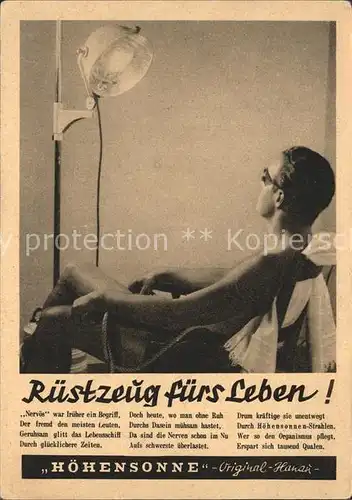 Werbung Reklame Quarzlampe Hoehensonne Hanau Kat. Werbung