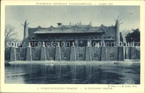 Exposition Coloniale Paris 1931 Restaurant Indigene Afrique Occidentale Francaise  Kat. Expositions