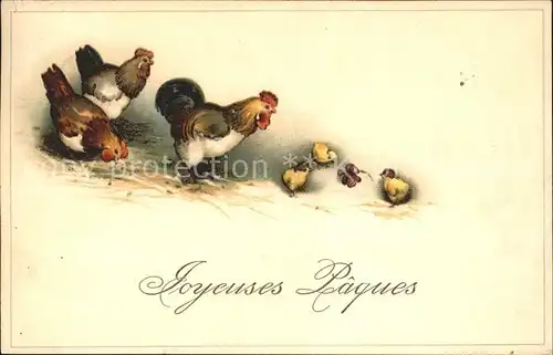 Ostern Easter Paques Huehner Kueken Litho / Greetings /