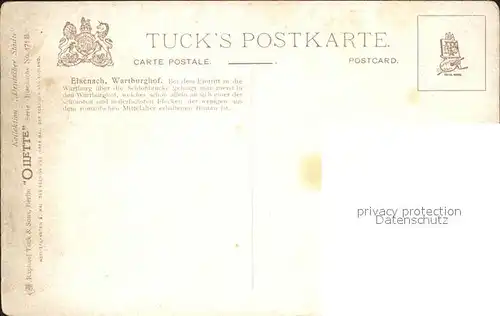 Verlag Tucks Oilette Nr. 171 B Eisenach Wartburghof  Kat. Verlage