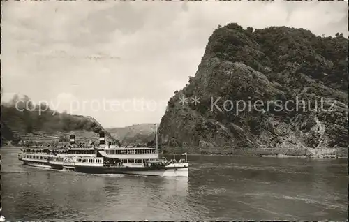 Dampfer Seitenrad Kaiser Wilhelm St. Goarshausen Felsentor Loreley  Kat. Schiffe