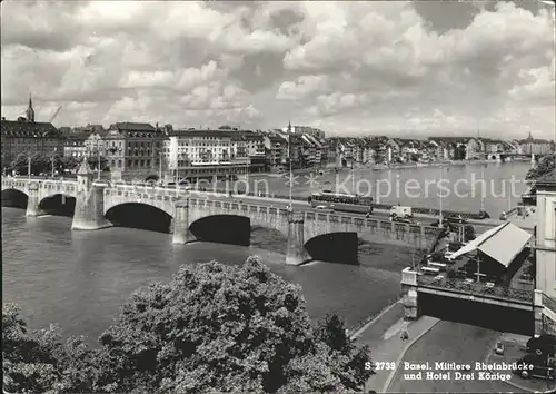 Strassenbahn Basel Mittlere Rheinbruecke Hotel Drei Koenige  Kat. Strassenbahn