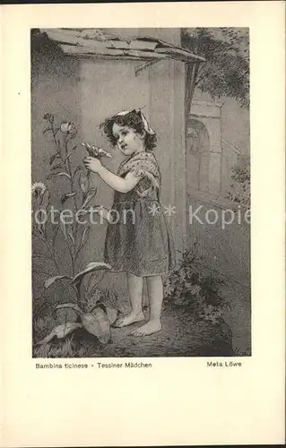 Loewe Meta Tessiner Maedchen Bambina ticinese Nr. 121 Kat. Kuenstlerkarte