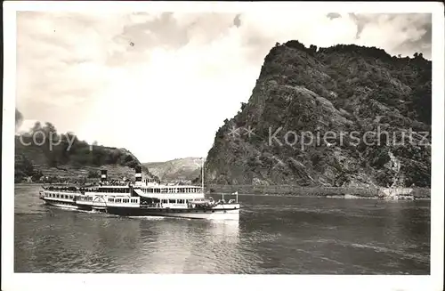 Dampfer Seitenrad Kaiser Wilhelm St. Goarshausen Felsental Loreley  Kat. Schiffe