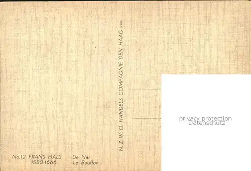 Hals Frans De Nar Le Bouffon Nr. 12 Mandoline Kat. Kuenstlerkarte