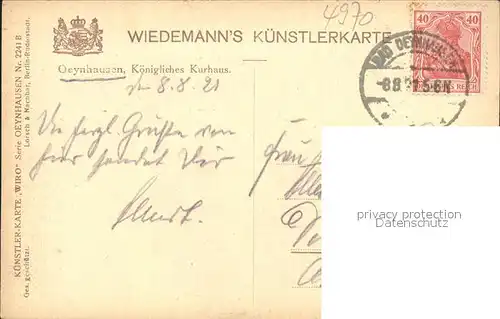 Verlag WIRO Wiedemann Nr. 2241 B Oeynhausen Koenigliches Kurhaus Kat. Verlage