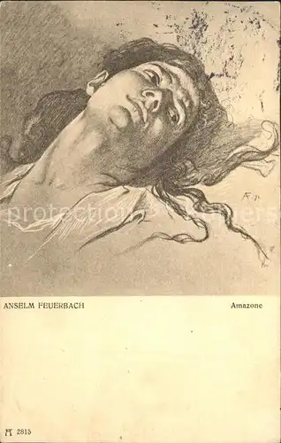 Kuenstlerkarte Anselm Feuerbach Amazone  Kat. Kuenstlerkarte
