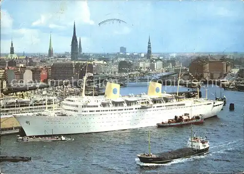 Dampfer Oceanliner Hamburg Hafen Stadtpanorama Kat. Schiffe