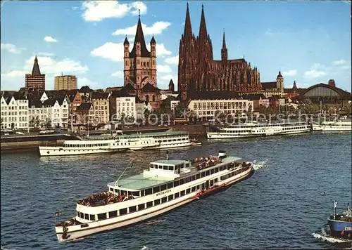 Motorschiffe Wiesbaden Koeln am Rhein Dom Dampferanlegestellen Kat. Schiffe