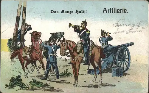 Artillerie Geschuetze Pferde Soldaten WK1 Litho  Kat. Militaria