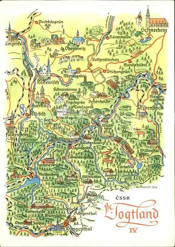Landkarte auf Ak Vogtland Carlsfeld Muldenberg Eibenstock Kat. Besonderheiten