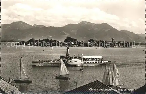 Dampfer Seitenrad Ludwig Fesslsr Fraueninsel Chiemsee Hochfelln Hochgern  Kat. Schiffe