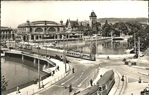 Strassenbahn Zuerich Bahnhofbruecke Hauptbahnhof Landesmuseum Kat. Strassenbahn