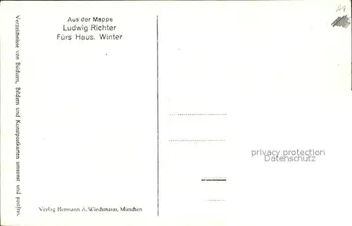Richter Ludwig Aus der Mappe Fuers Haus Winter  Kat. Kuenstlerkarte