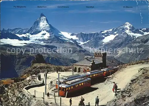 Zahnradbahn Station Gornergrat Zermatt Matterhorn Dt. Blanche  Kat. Bergbahn