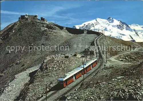 Zahnradbahn Gornergratbahn Hotel und Station Gornergrat Monte Rose Zermatt  Kat. Bergbahn