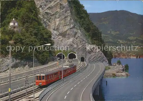 Eisenbahn Luzern Stans Engelberg Acheregg Bruecke Stansstad Vierwaldstaettersee Kat. Eisenbahn