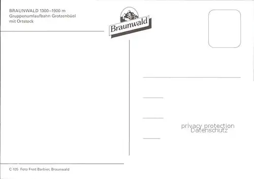 Seilbahn Gruppenumlaufbahn Grotzenbueel Ortstock Braunwald  Kat. Bahnen
