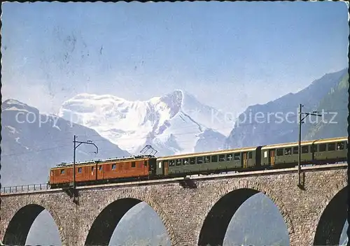 Eisenbahn Bern Loetschberg Simplon Bahn Kanderviadukt Frutigen  Kat. Eisenbahn