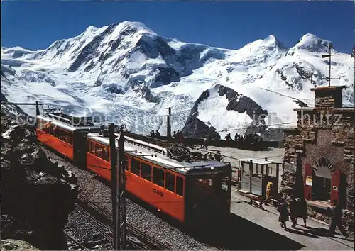 Zahnradbahn Station Gornergrat Zermatt Liskamm Felixjoch Castor Kat. Bergbahn