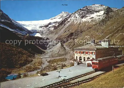 Eisenbahn Alp Gruem Bahnhof Bahnhofbuffet Palue Gletscher  Kat. Eisenbahn