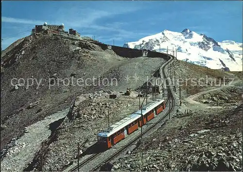 Zahnradbahn Gornergratbahn Zermatt Hotel und Station Gornergrat Monte Rose Kat. Bergbahn