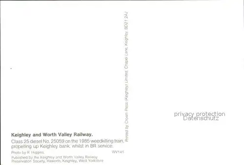 Eisenbahn Keighley and Worth Valley Railway  Kat. Eisenbahn