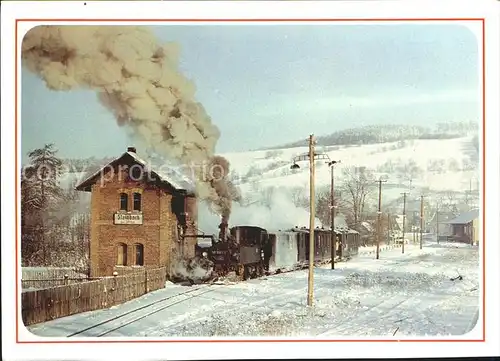 Lokomotive Schmalspurbahn Wolkenstein Joehstadt Bahnhof Steinbach Kat. Eisenbahn