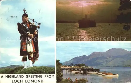 Dudelsack Highland Loch Lomond Luss Pier  Kat. Musik