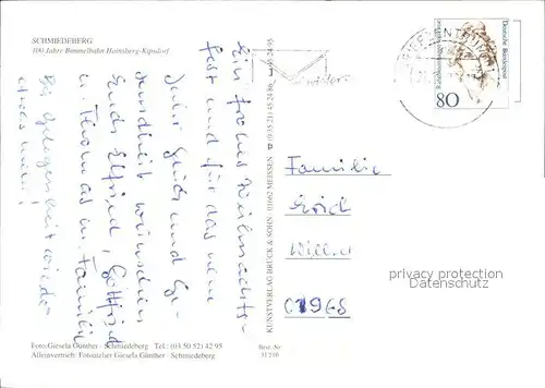 Eisenbahn Bimmelbahn Hainsberg Kipsdorf Schmiedeberg Kat. Eisenbahn